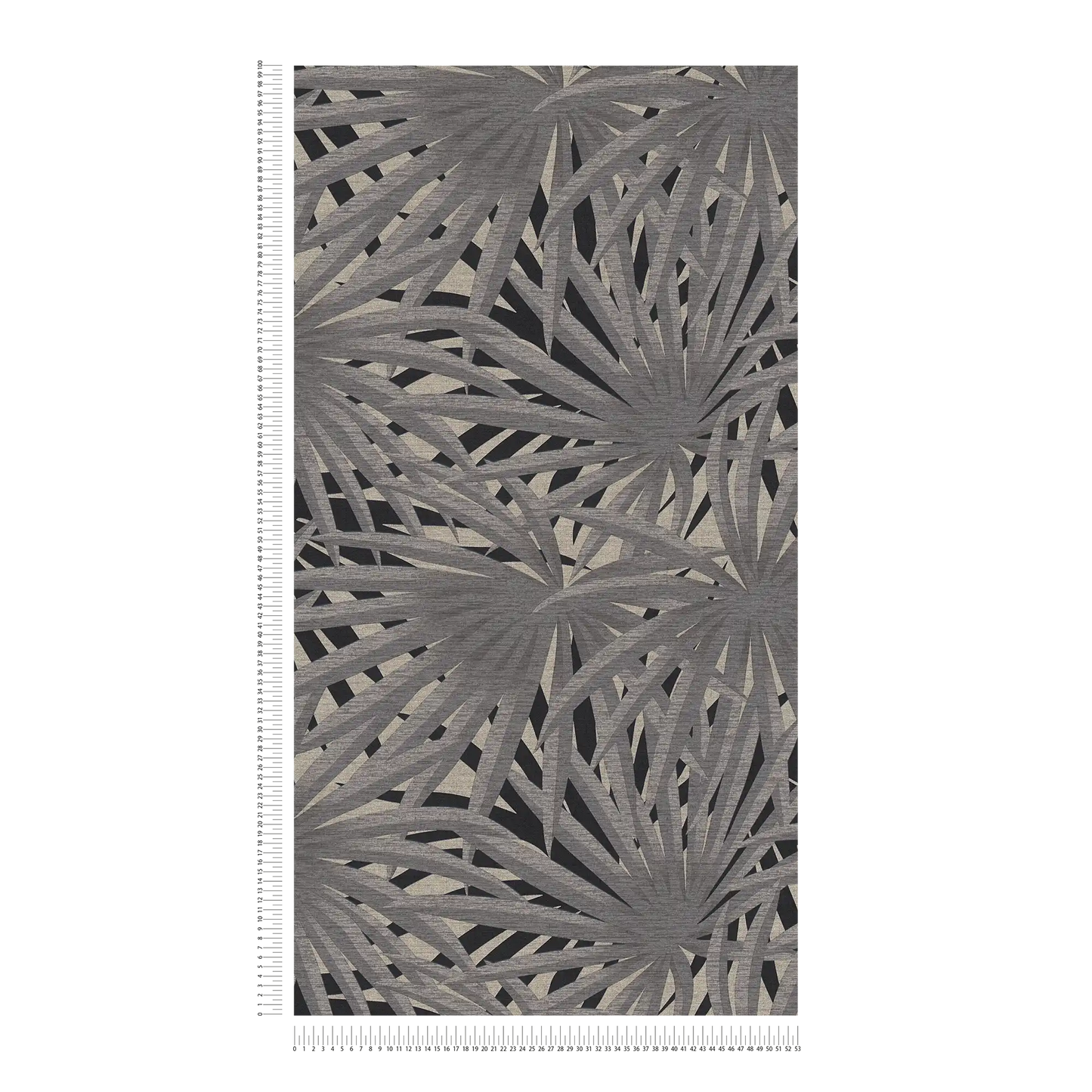 Marrakech Palms Wallpaper - Grey/Metallic Silver/Black