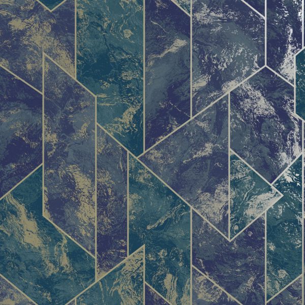Zarci - Geometric Marble Wallpaper - Navy - Last Roll