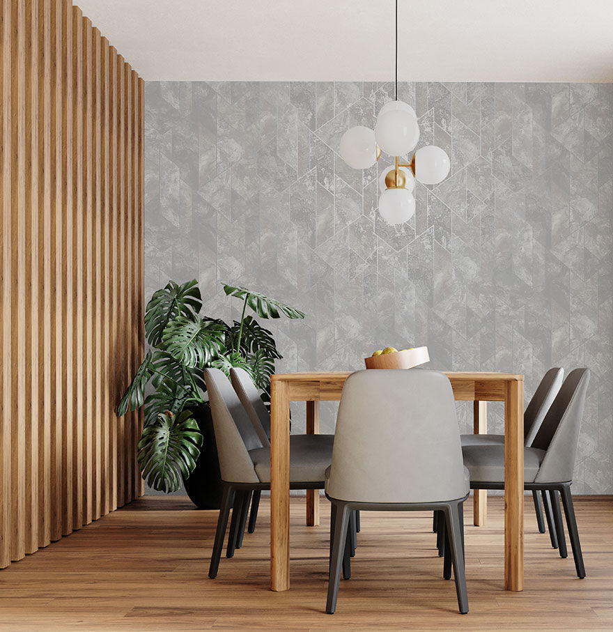 Zarci - Geometric Marble Wallpaper - Grey/Silver - Last 4 Rolls