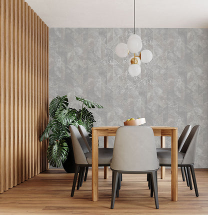 Zarci - Geometric Marble Wallpaper - Grey/Silver - Last 4 Rolls