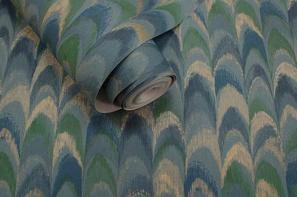 Ruba - Peacock feathers Wallpaper - Teal - Last 29 Rolls Due July