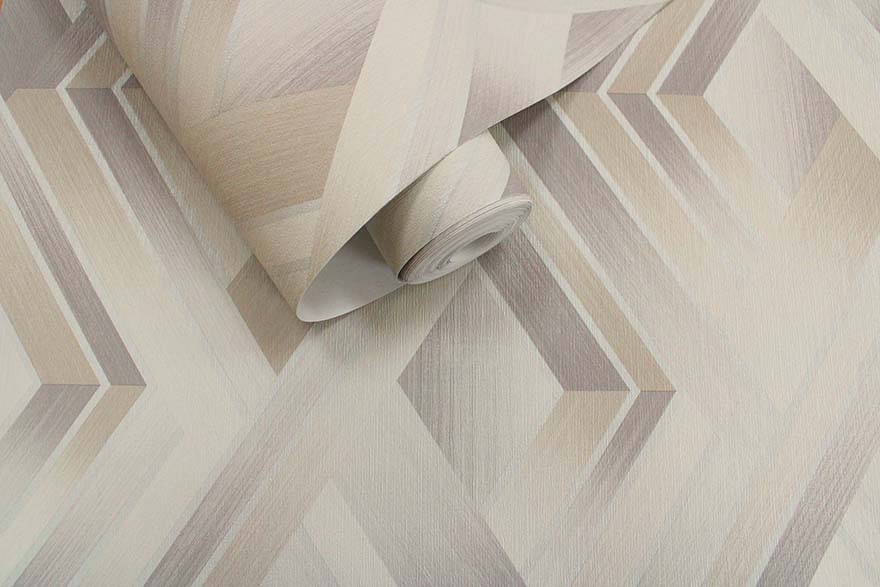 Tranquilo - Retro Geometric Wallpaper - Taupe/Grey- Last 14 Rolls