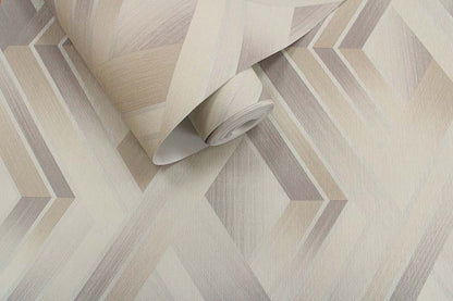 Tranquilo - Retro Geometric Wallpaper - Taupe/Grey- Last 14 Rolls
