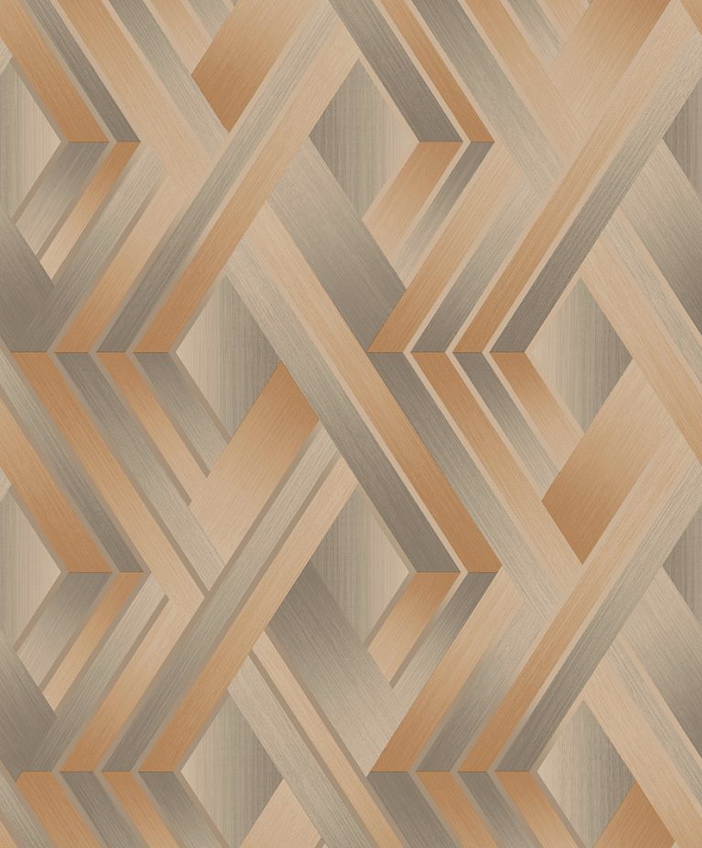 Tranquilo - Metalic Geometric Wallpaper - Beige/Orange