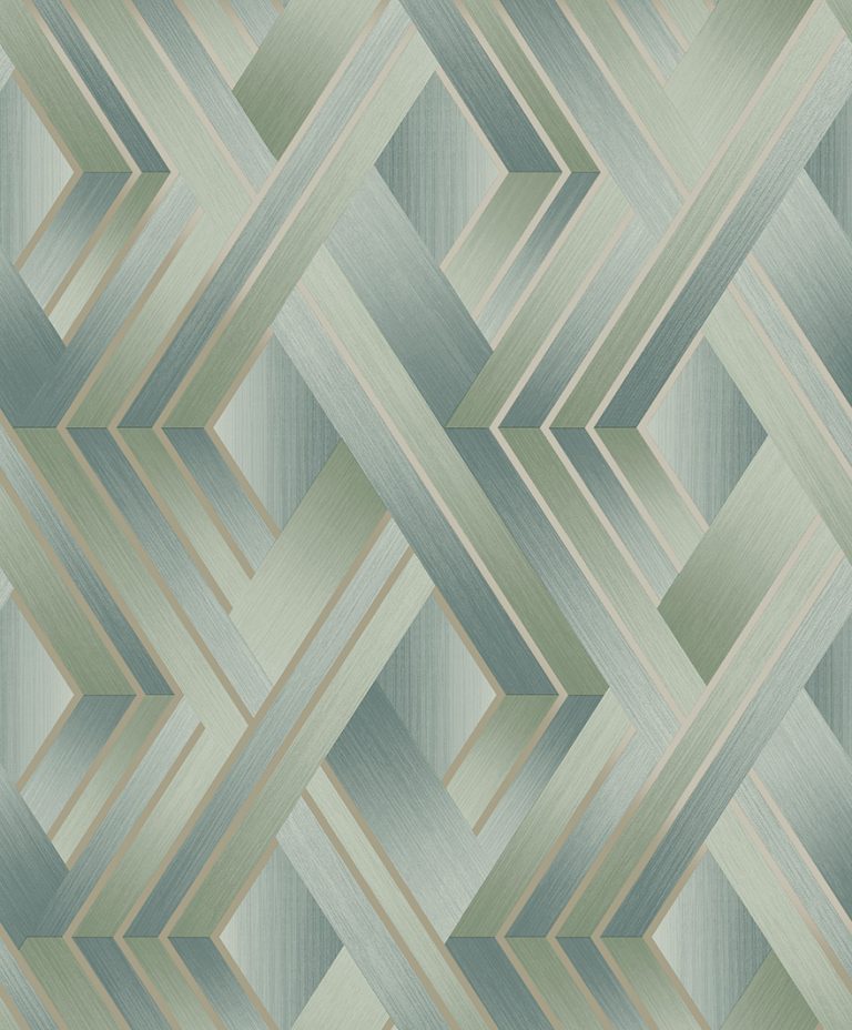 Tranquilo - Metalic Geometric Wallpaper - Duck Egg