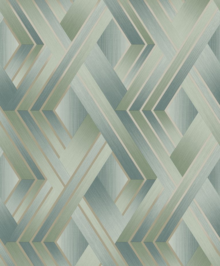 Tranquilo - Metalic Geometric Wallpaper - Duck Egg - Last Roll