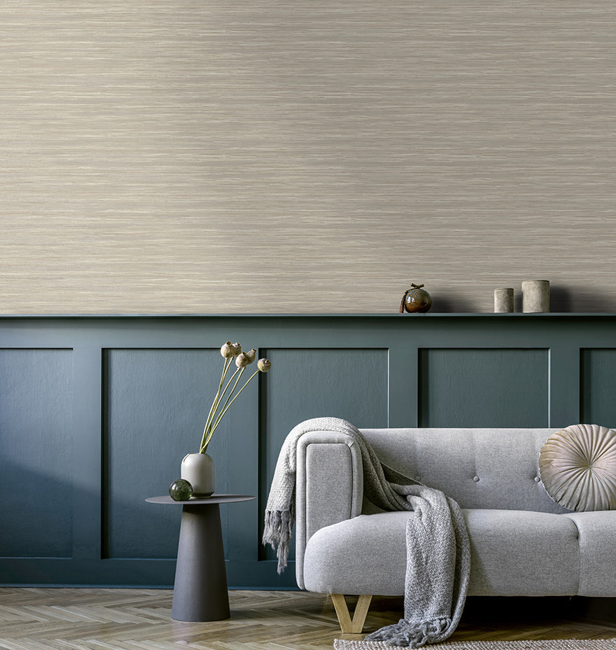 Vardo - Faux Grasscloth Wallpaper - Taupe - Last 5 Rolls