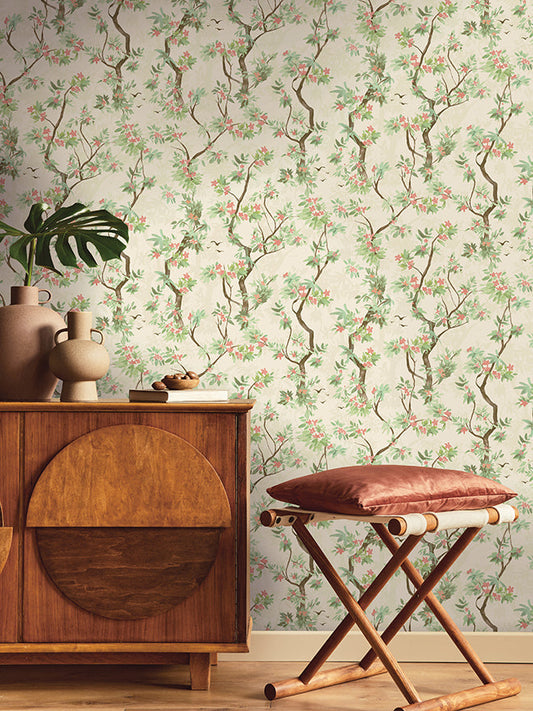 Folia - Blossoming Tree Wallpaper - Cream/Pink- Last 7 Rolls