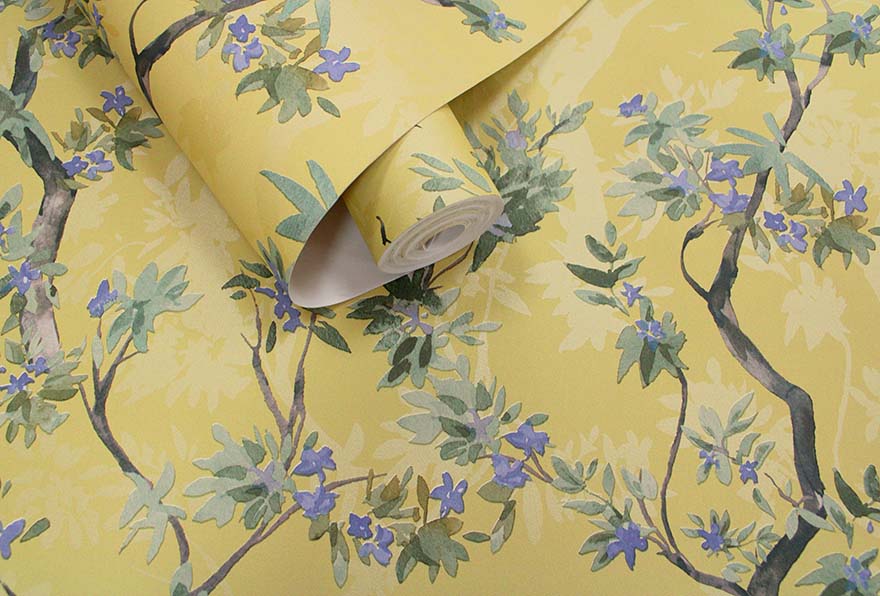 Folia - Blossoming Tree Wallpaper - Ochre - Discontinuing - Last 4 Rolls