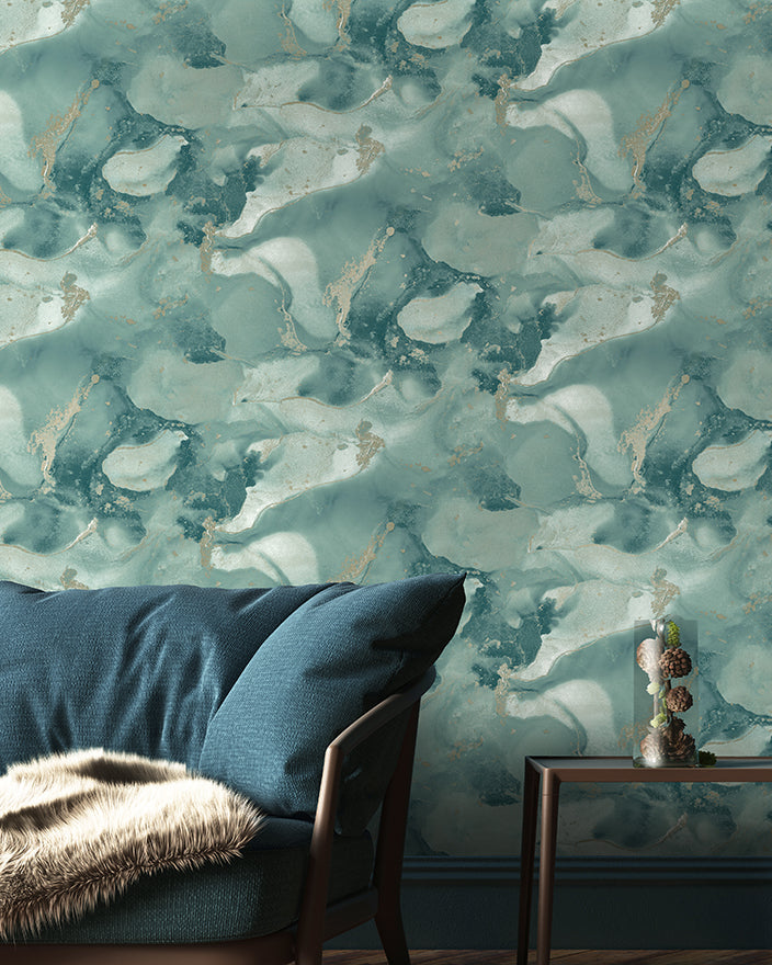 Parian - metallic marble Wallpaper - Duckegg