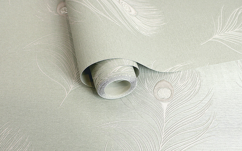 Pavone - Peacock Wallpaper - Sage