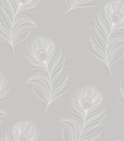 Pavona - Peacock Wallpaper - Grey