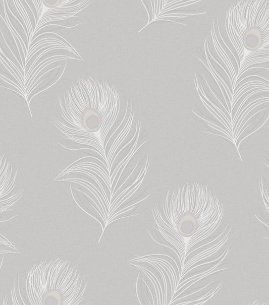 Pavona - Peacock Wallpaper - Grey