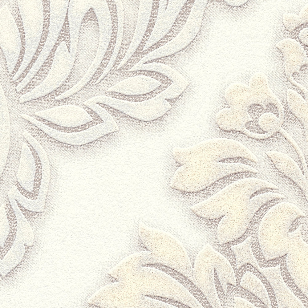 Two Toned Damask Wallpaper - Cream