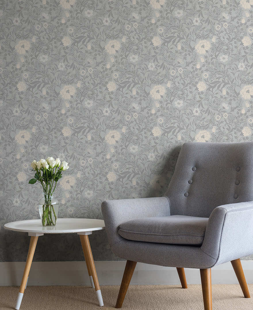 Bilbury Floral Wallpaper - Blue