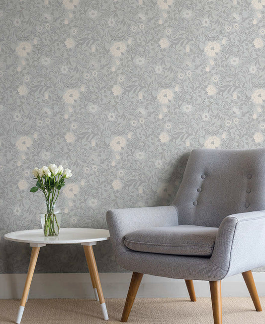 Bilbury Floral Wallpaper - Blue