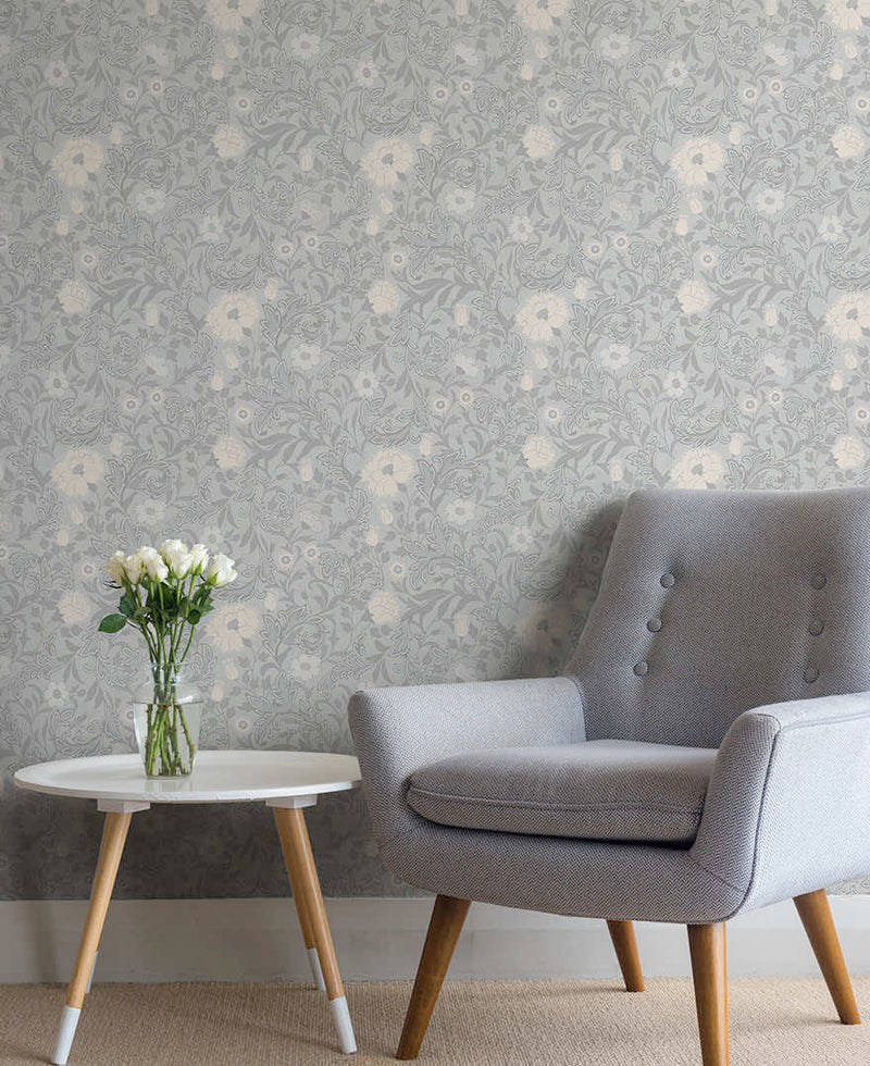 Bilbury Floral Wallpaper - Blue