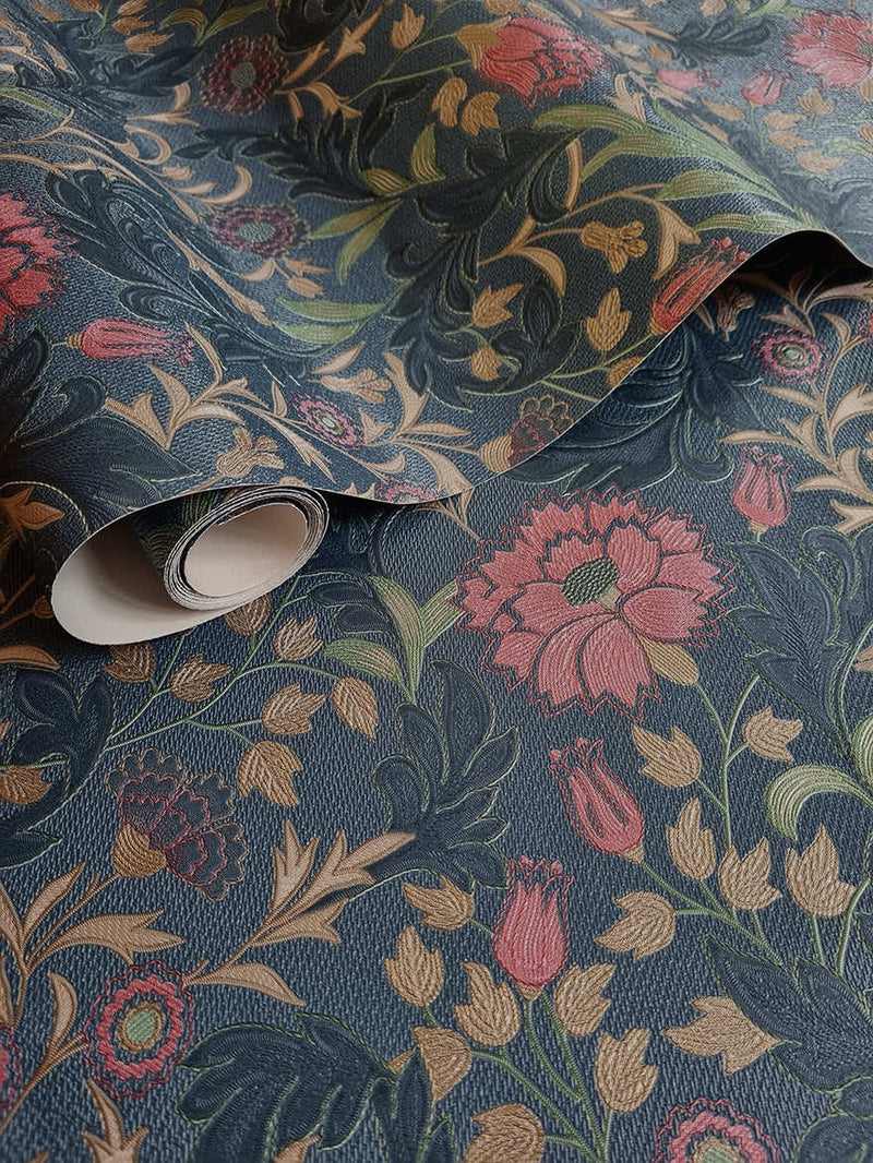 Bilbury Floral Wallpaper - Navy
