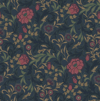 Bilbury Floral Wallpaper - Navy