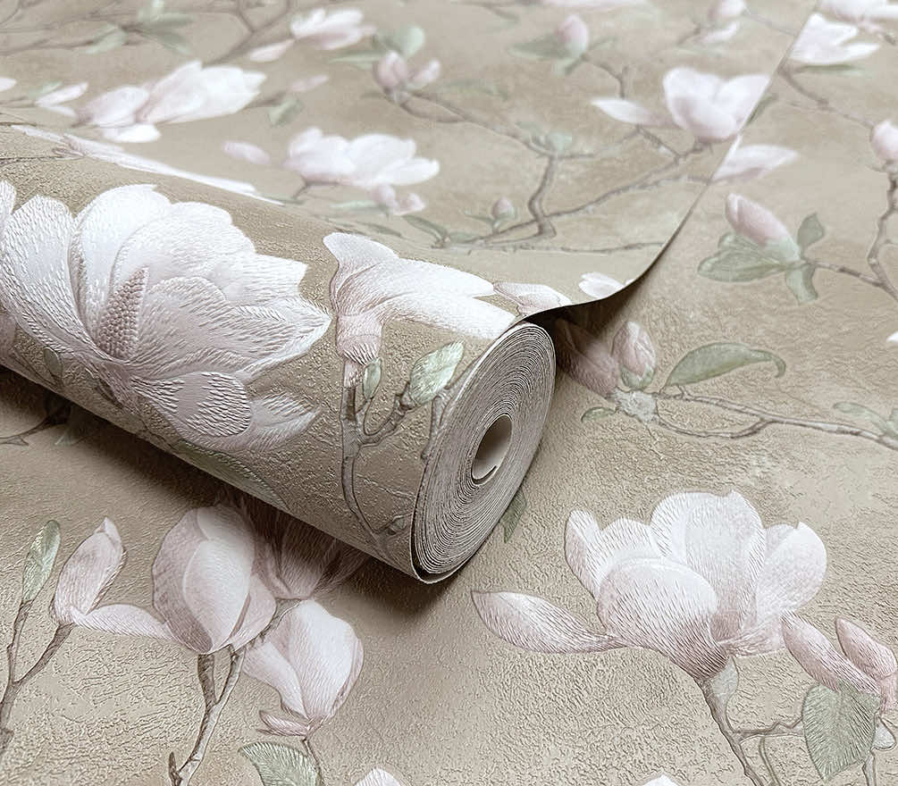 Petalina Textured Wallpaper - Beige/Pink