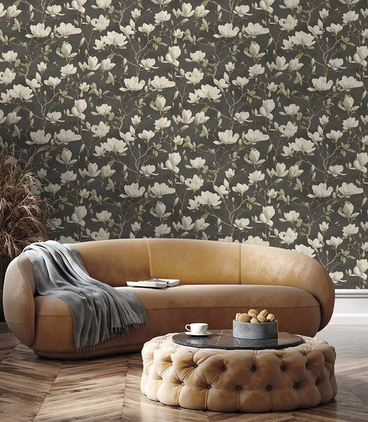 Petalina Textured Wallpaper - Charcoal