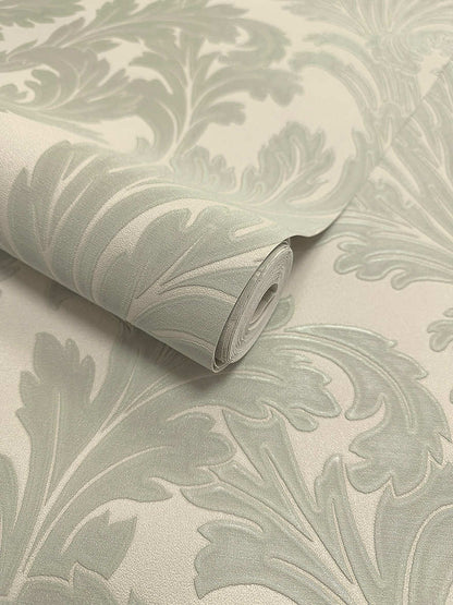 Acanthus Textured Wallpaper - Sage/Cream