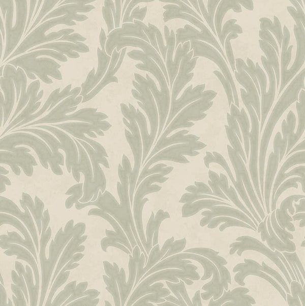 Sample - Acanthus Textured Wallpaper - Sage/Cream