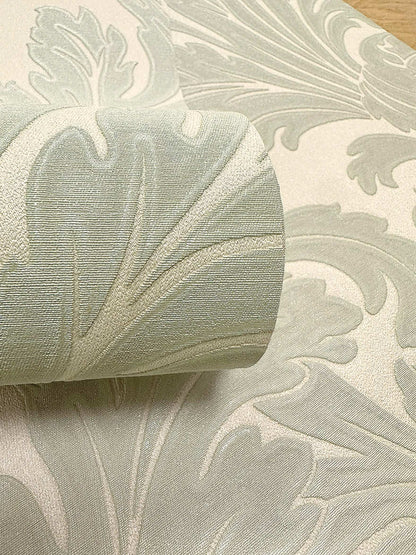 Acanthus Textured Wallpaper - Sage/Cream