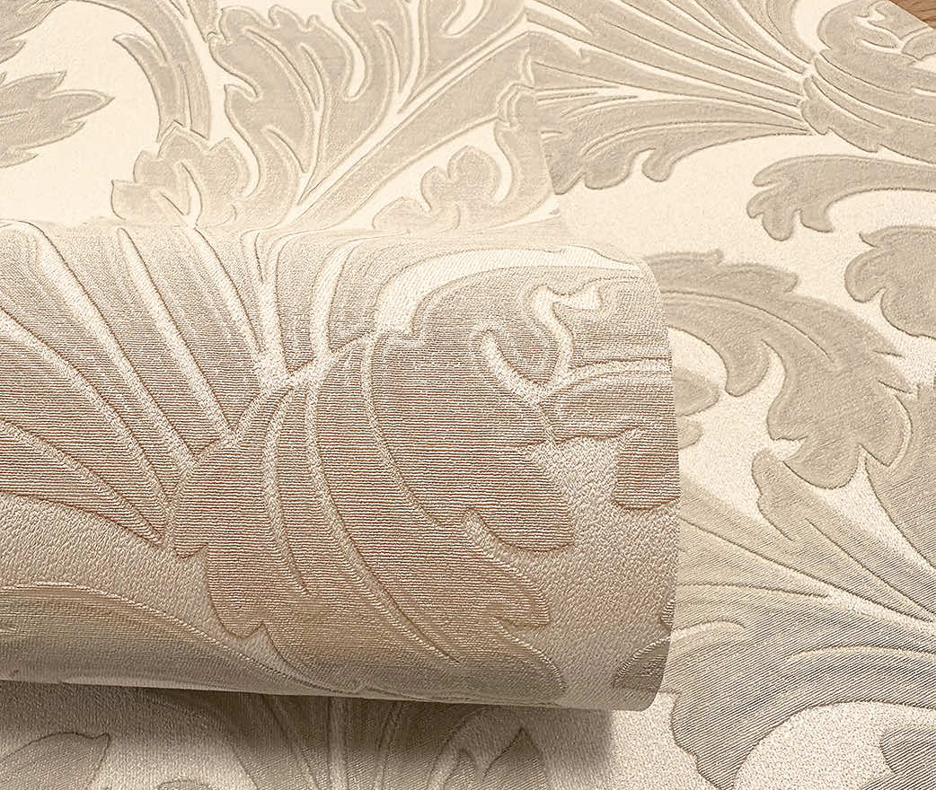 Acanthus Textured Wallpaper - Beige