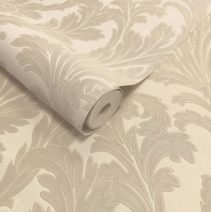 Acanthus Textured Wallpaper - Beige