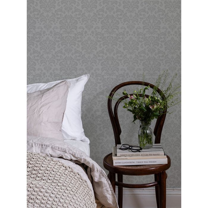 Satin Wallpaper - Silver/Grey