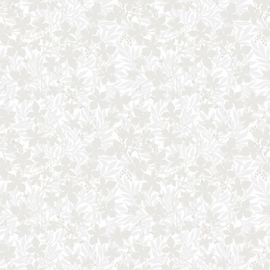 Vinbarsblad Wallpaper - White/Silver - Discontinuing - 21 Left