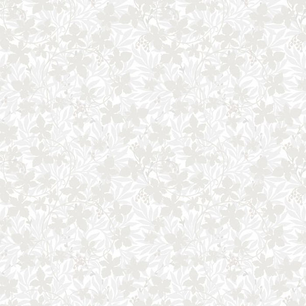 Sample - Vinbarsblad Wallpaper - White/Silver