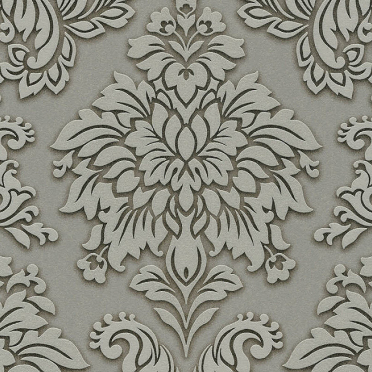 Sample - Two Toned Damask Wallpaper - Grey