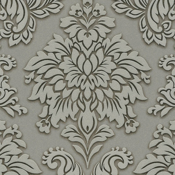 Sample - Two Toned Damask Wallpaper - Grey