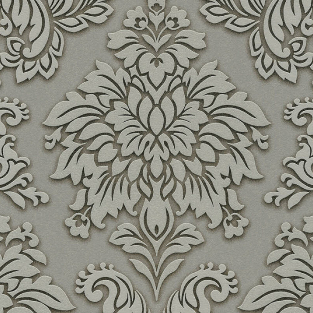 Two Toned Damask Wallpaper - Grey