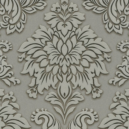 Two Toned Damask Wallpaper - Grey