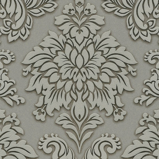 Two Toned Damask Wallpaper - Grey