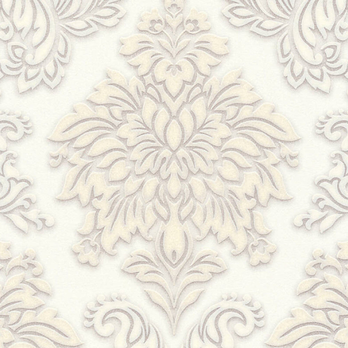 Sample - Two Toned Damask Wallpaper - Cream