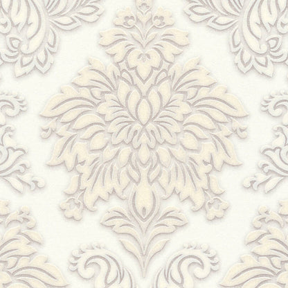 Two Toned Damask Wallpaper - Cream