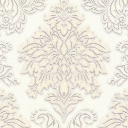 Two Toned Damask Wallpaper - Cream