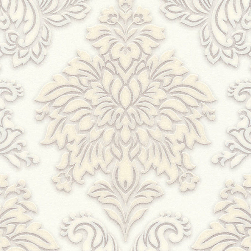 Two Toned Damask Wallpaper - Cream