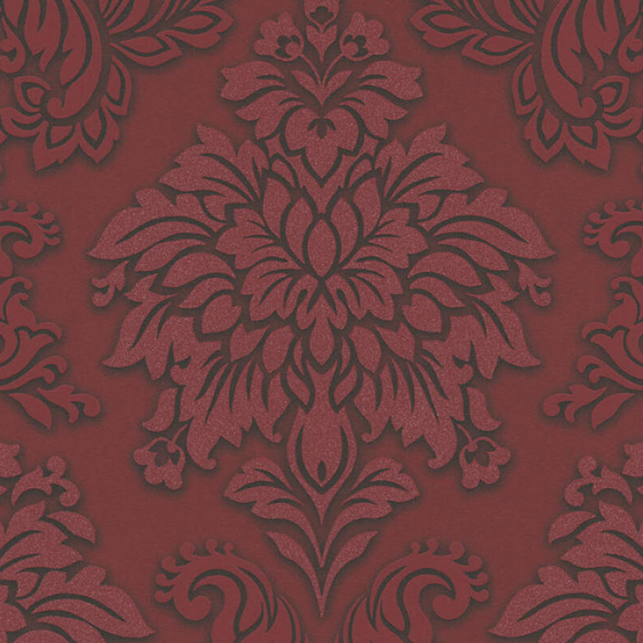 Two Toned Damask Wallpaper  - Red
