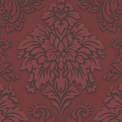 Two Toned Damask Wallpaper  - Red