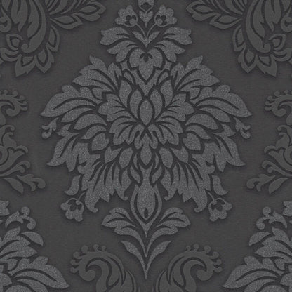 Two Toned Damask Wallpaper - Black