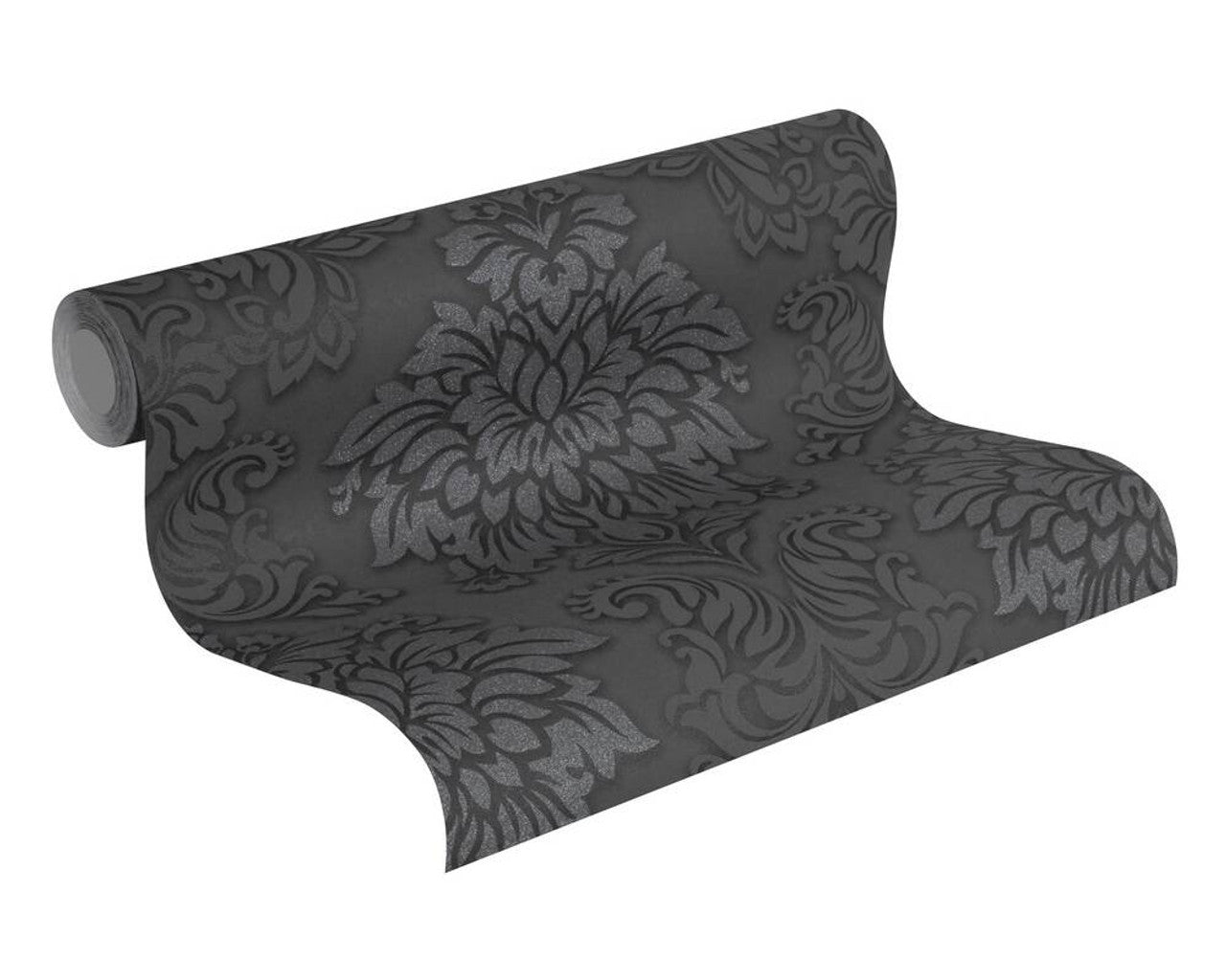 Two Toned Damask Wallpaper - Black