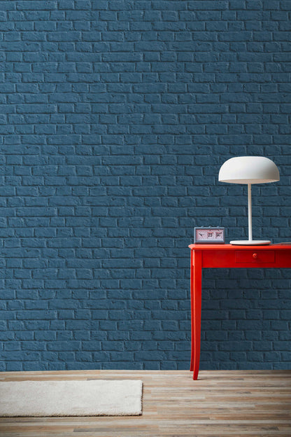 Amsterdam Vintage Brick Wallpaper by Anke & Daan - Blue