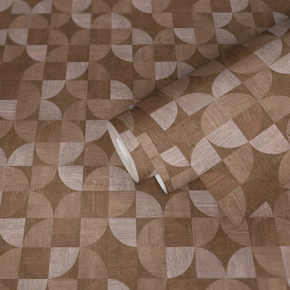Nordic Geometric  Wallpaper - Brown - 24 Rolls Due July 2026