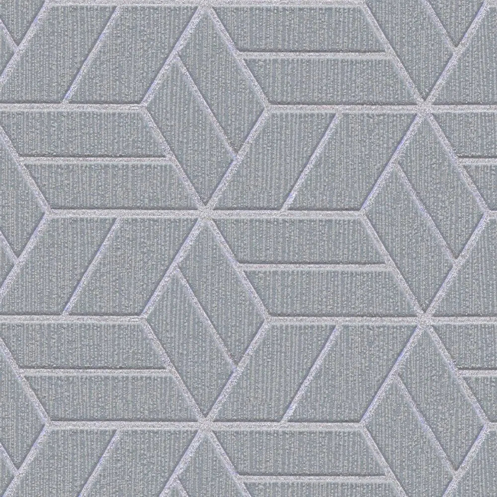 Abstract Allure - Geometric Metallic Wallpaper - Grey
