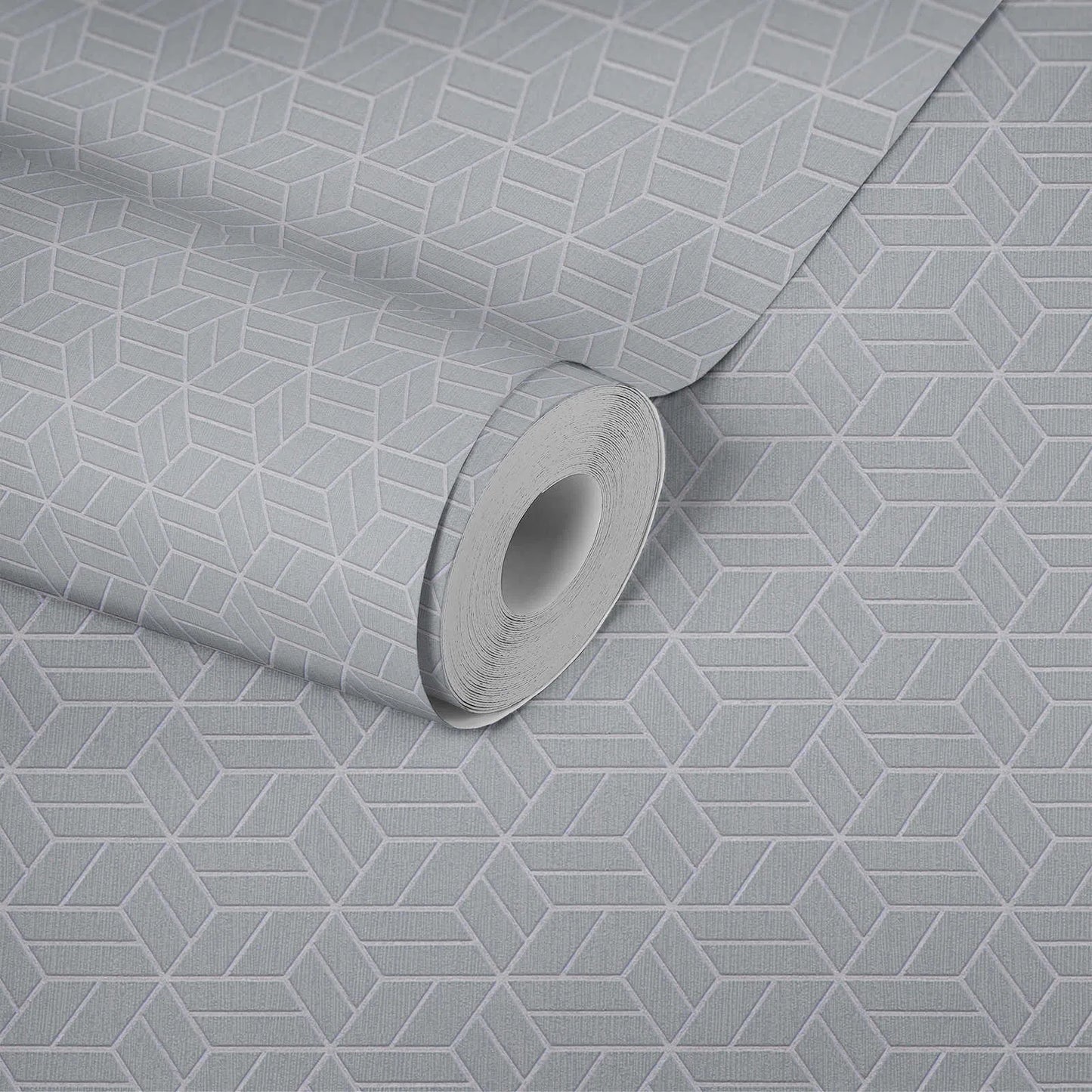 Abstract Allure - Geometric Metallic Wallpaper - Grey